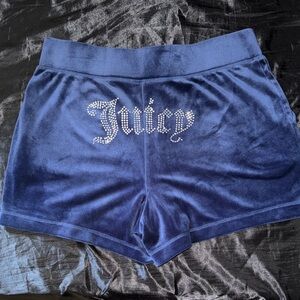 Juicy Couture Navy Velour Rhinestone Logo Shorts